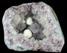 Okenite (Zeolite) Balls on Amethyst - India #63128-1